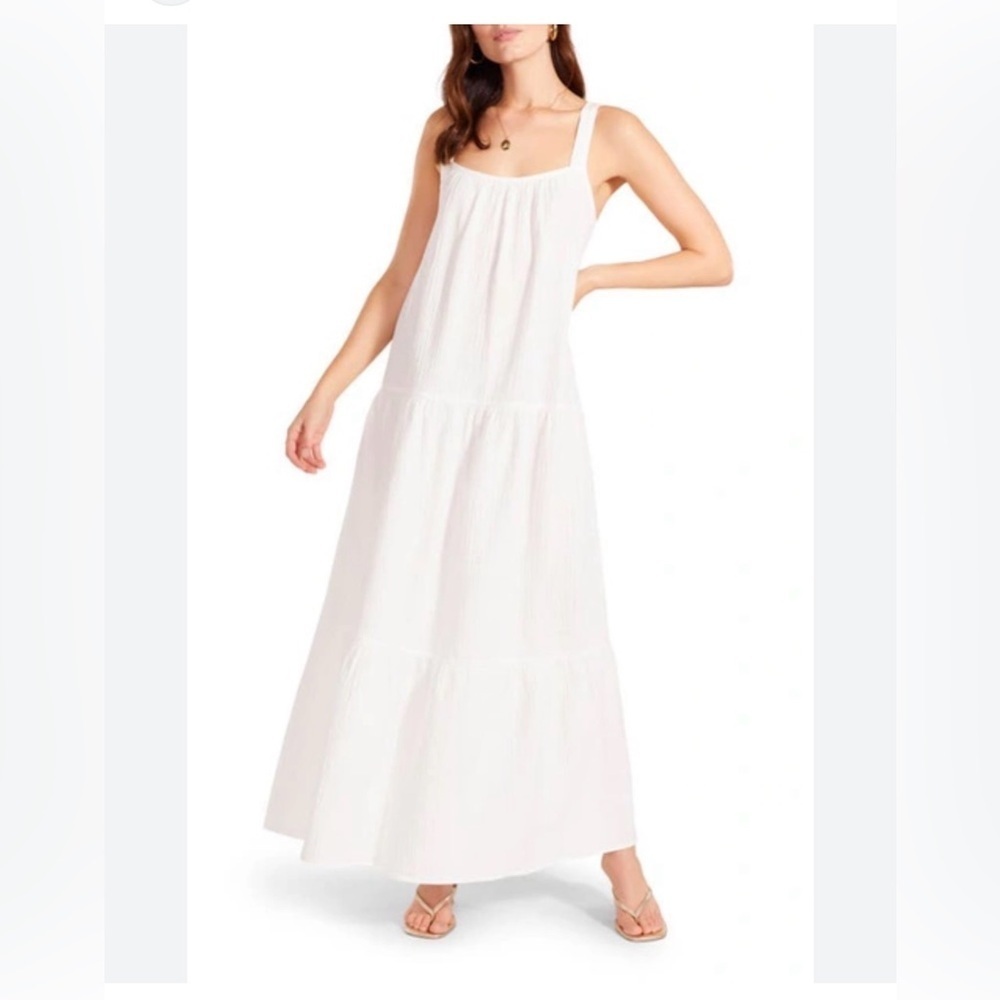 BB Dakota Arianna White Cotton Gauze Maxi Dress Boho Beach Cottagecore M Resort